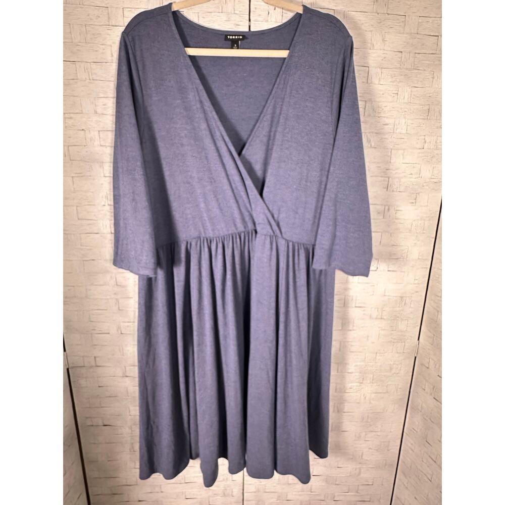 Torrid women's dress knit v-neck blue casual tread Mom long sleeve plus size